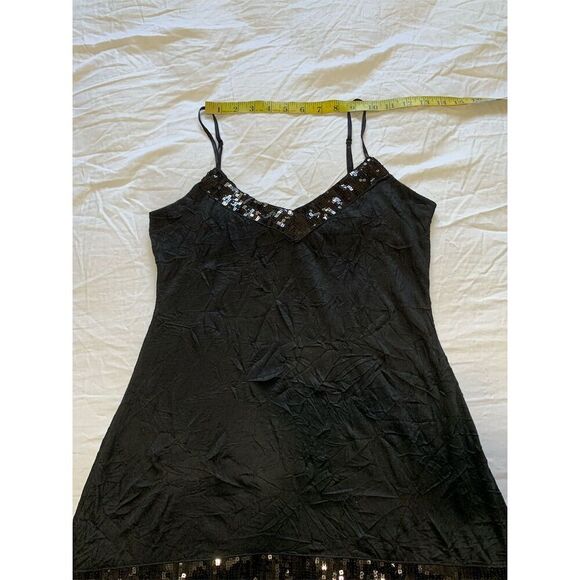 Black Arden B. Crinkle Sequins Top V-Neck Party Cocktail Evening M/L - Picture 8 of 16